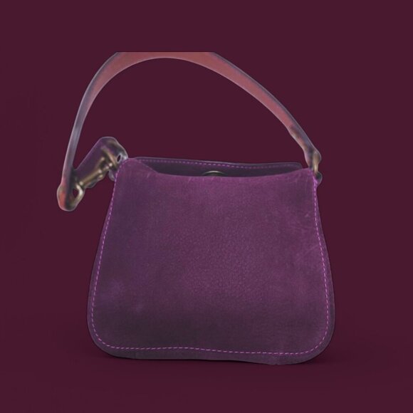 Vintage COACH Y2k Bag in Fuchsia Pink and Purple Nubuck Leather with turnlock - Picture 9 of 9